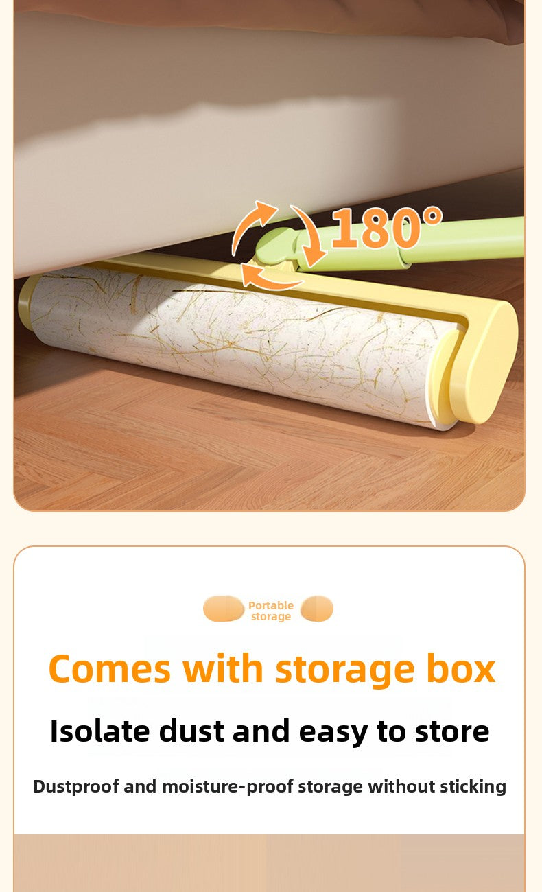 Extra Long Handle Lint Roller for Pet Hair and Dust Sticky Roller Brush with 6 Replaceable Adhesive Sheets Multi Surface Floor Sweeper Magic Hair Remover