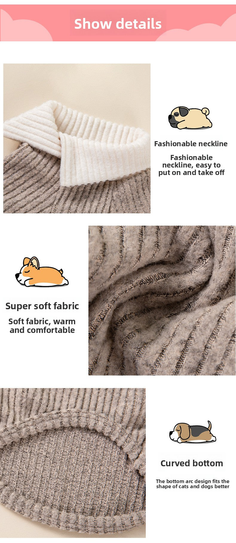 Warm Dog Sweater Winter Clothes for Small Dogs Puppies Cats French Bulldog Pomeranian Soft Knitted Pet Apparel