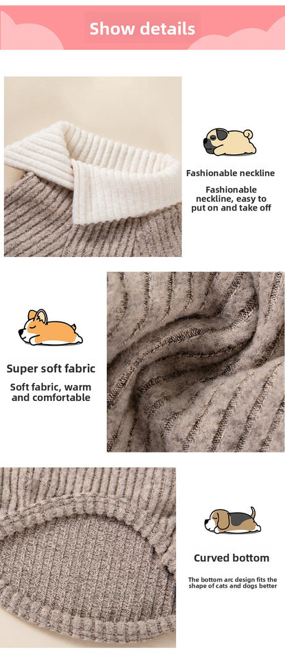 Warm Dog Sweater Winter Clothes for Small Dogs Puppies Cats French Bulldog Pomeranian Soft Knitted Pet Apparel