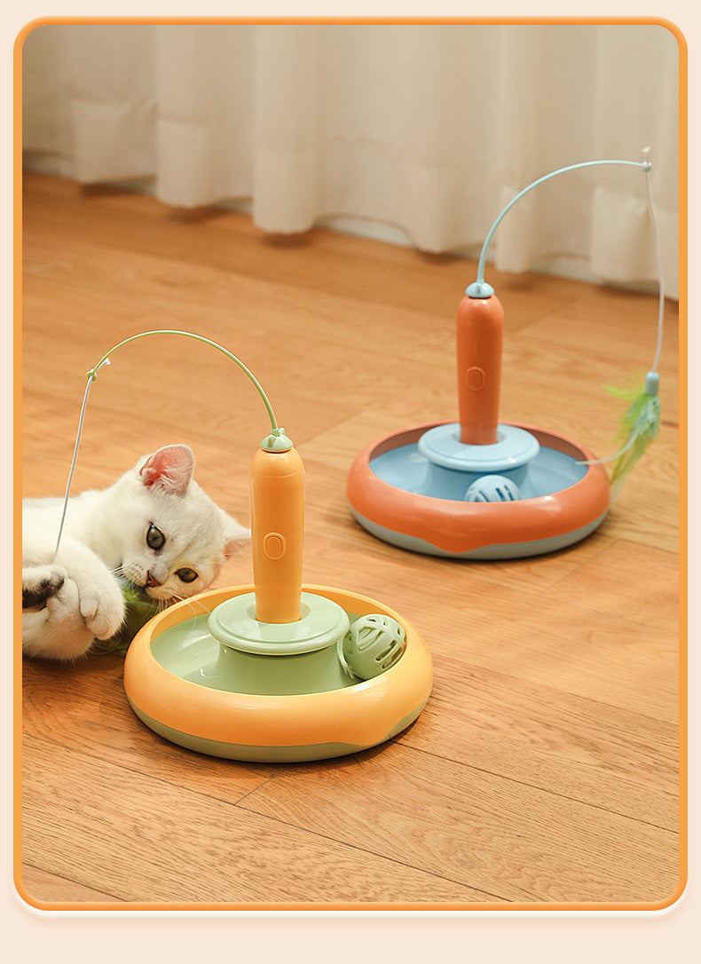 Pet Toy Electric Cat Toy Rotating Cat Teaser Wand Flying Feather Interactive Cat Toy
