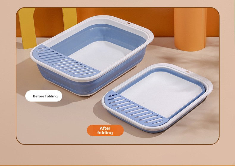 New Foldable Semi-Enclosed Cat Litter Box with Litter Scoop Large Cat Litter Box Cat Toilet