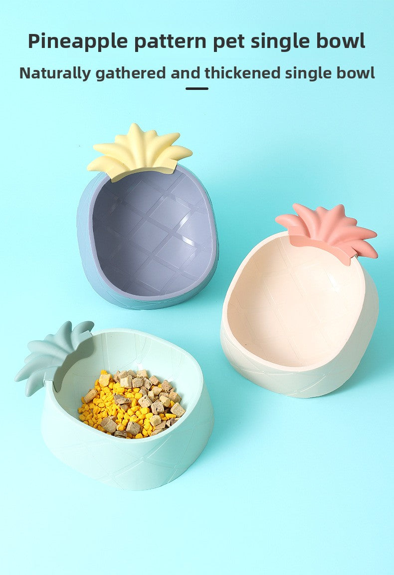INS Aesthetic Pineapple Shaped Pet Dog Food Plastic Bowl