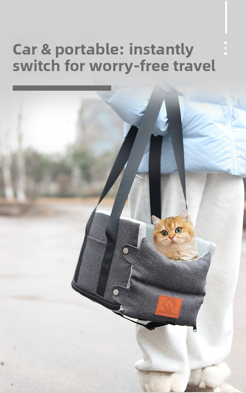 Premium Cat Car Seat Cushion Pet Bed Washable Detachable Safety Travel Carrier for Small Dogs and Cats