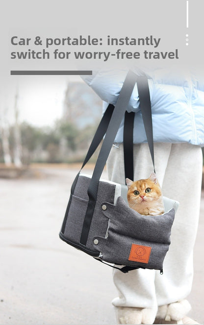 Premium Cat Car Seat Cushion Pet Bed Washable Detachable Safety Travel Carrier for Small Dogs and Cats