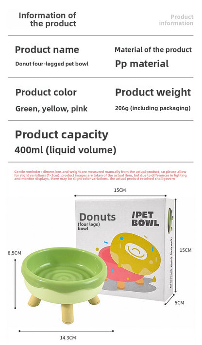 Donut High Raised Dog Bowl Anti Spill Slow Feeder with Neck Support for Large Medium Small Dogs and Cats Pet Food Water Bowl