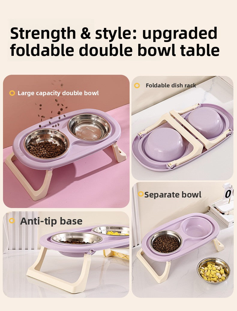 High Legged Foldable Dog Bowl Large Capacity Anti-Tip Slow Feeder Bowl Waterproof Pet Bowl for Dogs Cats Outdoor Indoor Use Easy Carry Travel Bowl