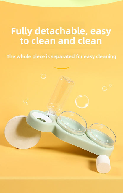 Double Bowl Automatic Cat Feeder and Dog Water Dispenser Adjustable Elevated Pet Bowl Set for Mealtime Comfort and Convenience