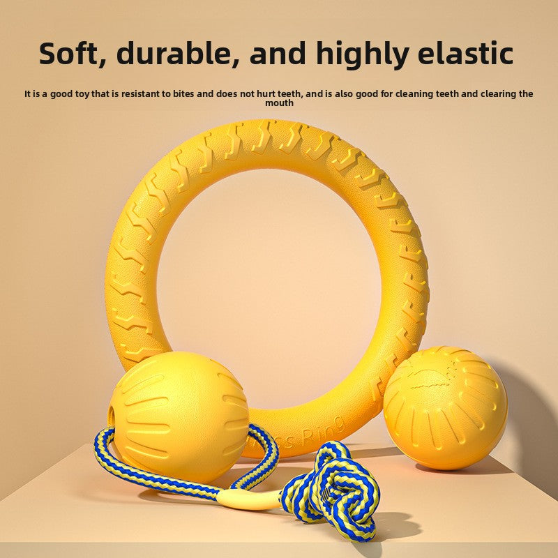 Dog Outdoor Training Energy-Consuming Safe Soft Rubber Interactive Pull Ring Toy