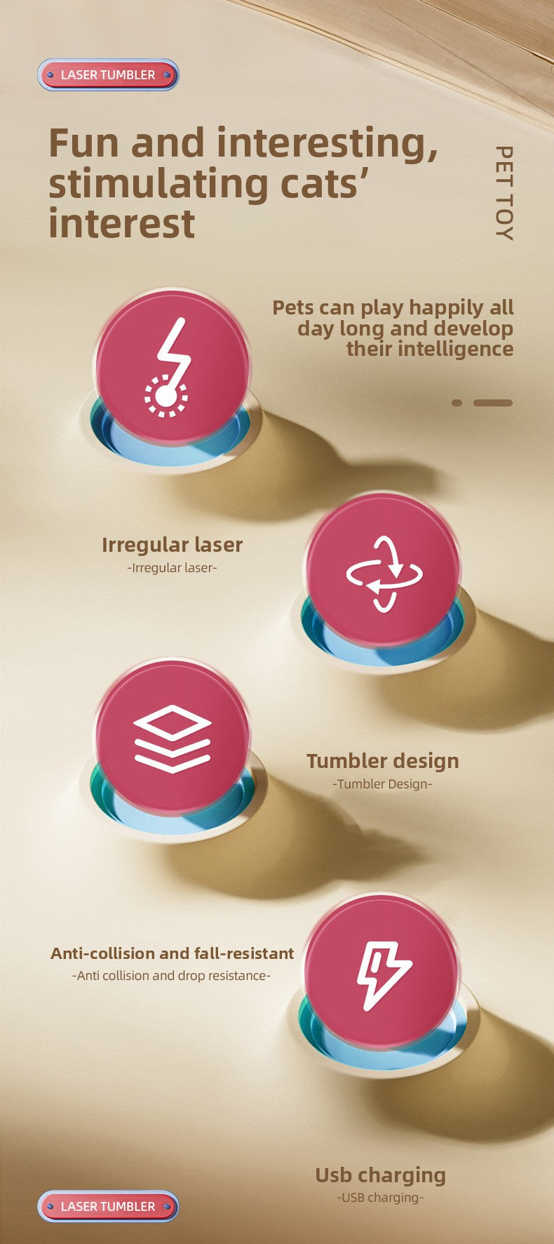 Infrared Laser SelfEntertaining Electric Pet Tumbler Cat Toy