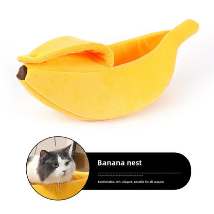 Creative Cartoon Doghouse Cathouse Four Seasons Universal Winter Warm Washable Pet Banana Nest