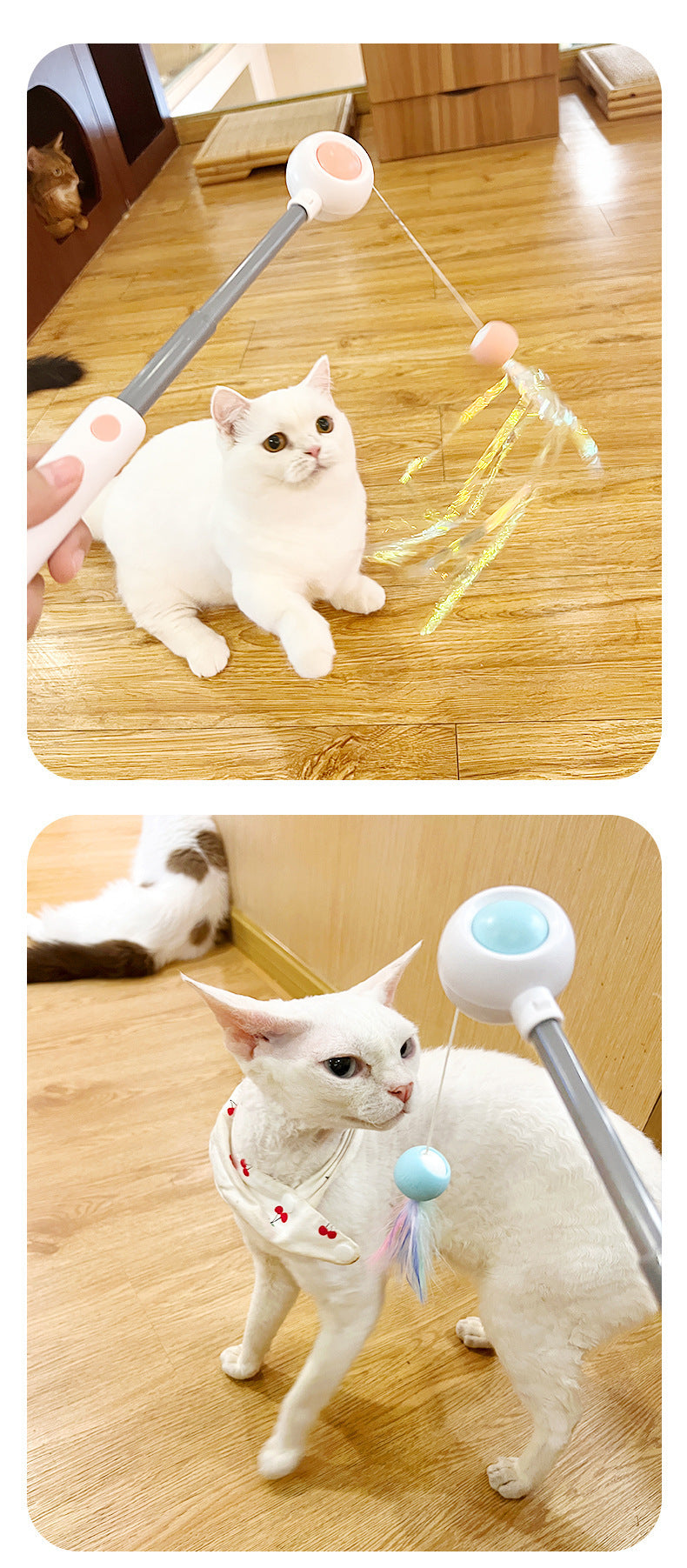 Pet Interactive Cat Wand with Replaceable Fairy Feather Bell