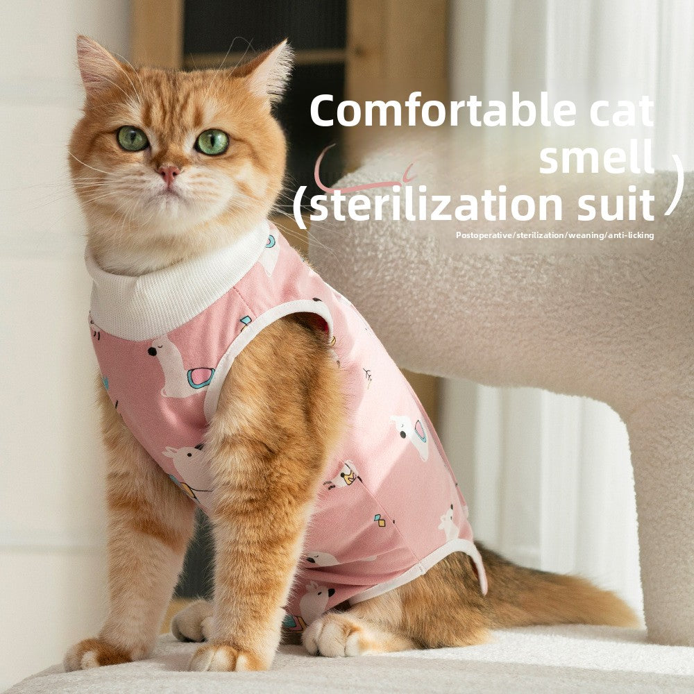 Post Surgery Cat Recovery Suit for Female Cats Anti Lick Cone Alternative Soft Breathable Pet Surgical Suit Spay Neuter Recovery