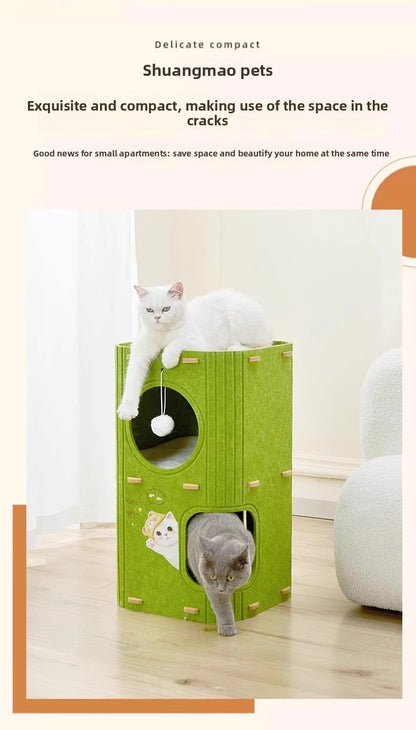 Luxury Multi-layer Pet Cat Tree All-season Design Winter Double-layer Scratching Board Enclosed Cat House