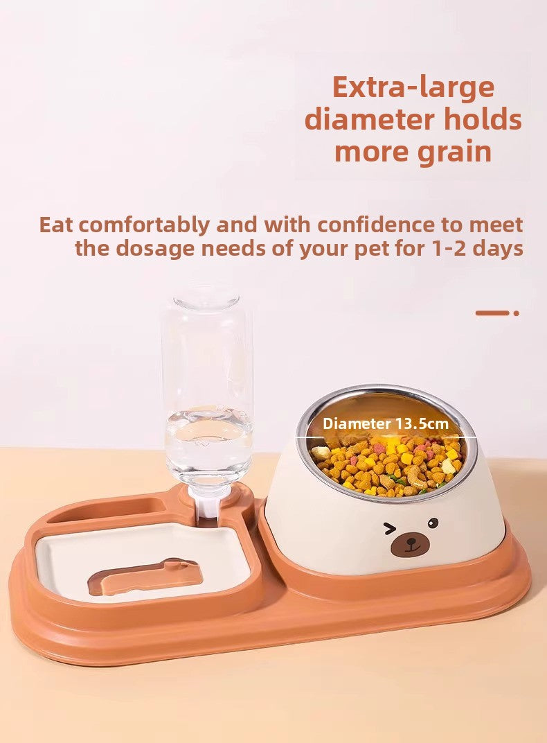 Slanted Mouth Pet Bowl Double Design Automatic Drinking Anti Choke Dog Cat Bowl