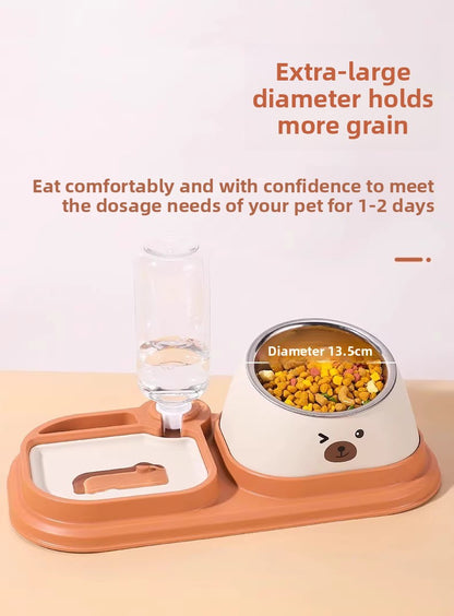 Slanted Mouth Pet Bowl Double Design Automatic Drinking Anti Choke Dog Cat Bowl