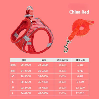 New Pet Vest-Style Pet Harness Reflective Breathable Cat Dog Leash Walking Leash Dropshipping