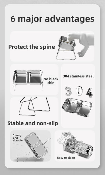 Stainless Steel Double Cat Bowl Anti Tip Pet Food and Water Dish Non Slip Elevated Dog Bowls for Feeding and Drinking