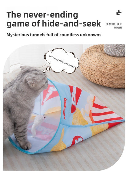 Drill Bag Cat Toy Combo Self Fun Foldable Tunnel Chew Ball Teasing Wand