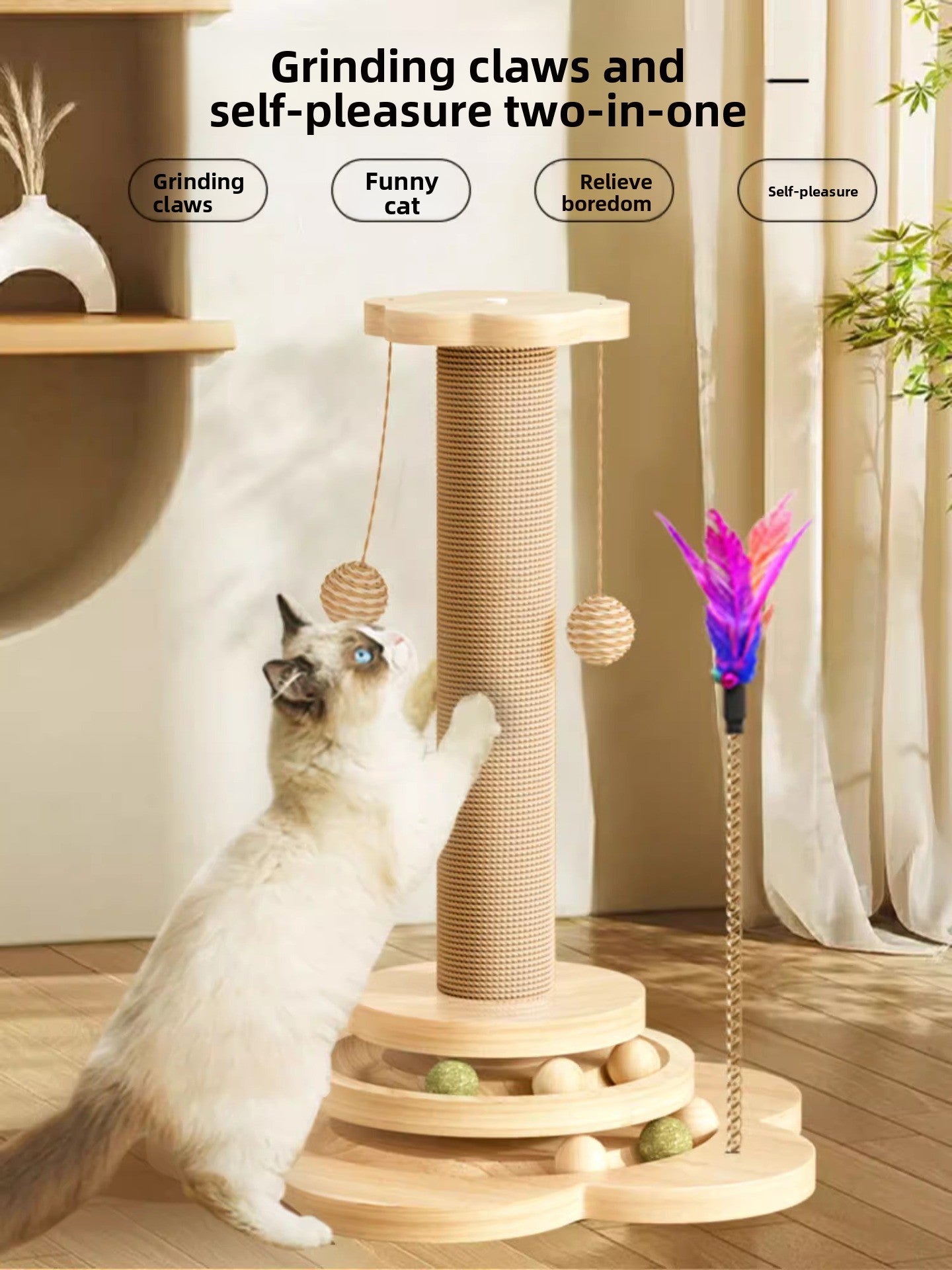 WearResistant Sisal Cat Scratching Post Board Toy for Vertical Climbing Boredom Relief