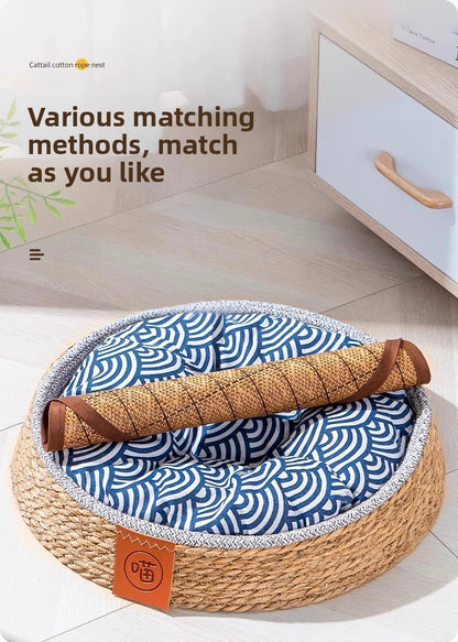 Summer Rattan Cat Villa AllSeason Breathable Comfy ScratchProof Dog House