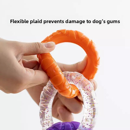 Pet Toy Dog HighValue Durable Chew ThreeLink Interactive Pull Ring