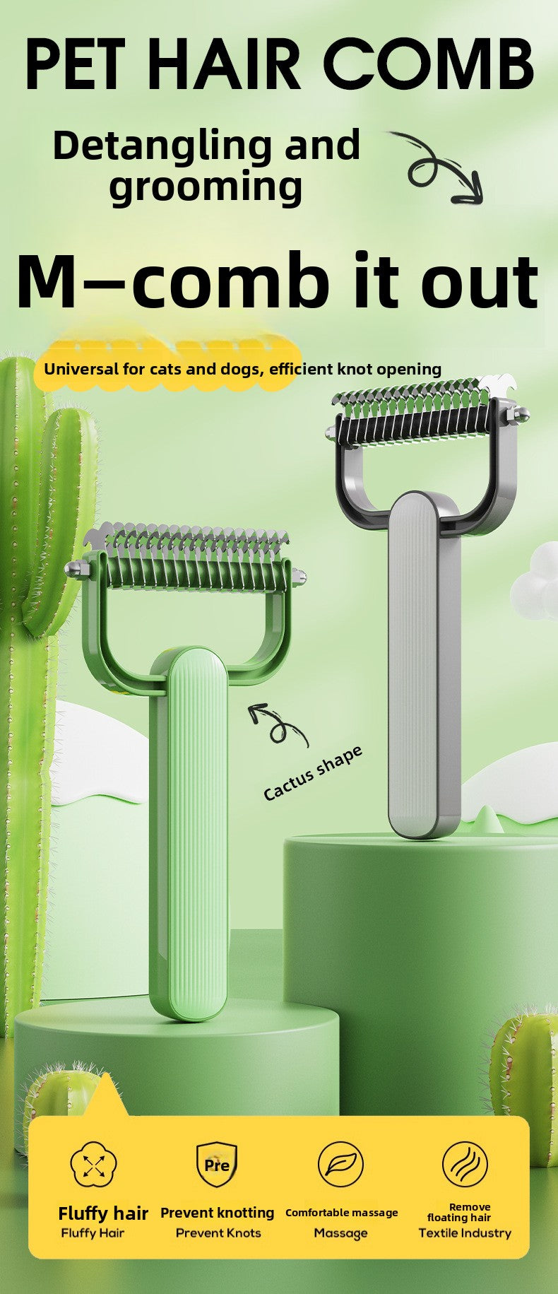 New Double-Sided Thinning Pet Knot-Opening Comb for Dog Cat Wholesale