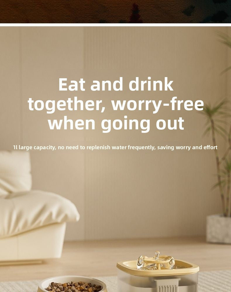 Anti Tip Electric Water Dispenser Cat Bowl with Large Capacity Integrated Circulating Food Water Fountain