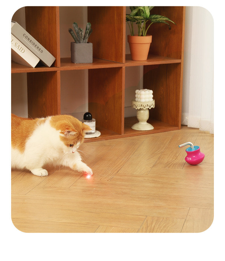 Interactive Cat Toys Laser Pointer Automatic Rotating Wand with Feather Teaser for Kittens Indoor Entertainment Exercise and Energy Consumption