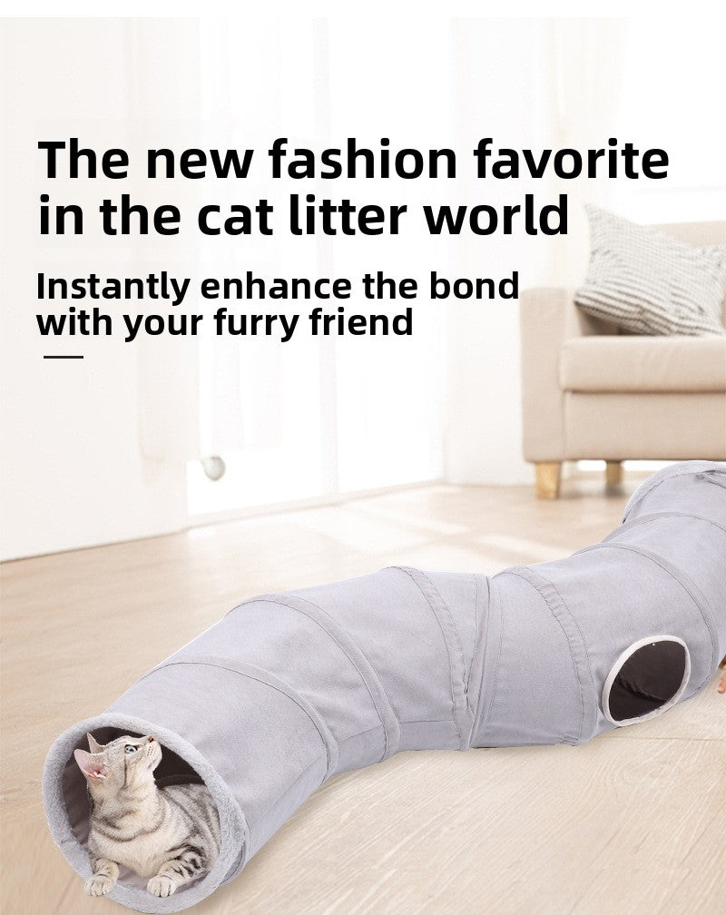 Pet Supplies Suede S-Shaped Foldable Cat Tunnel Plaything