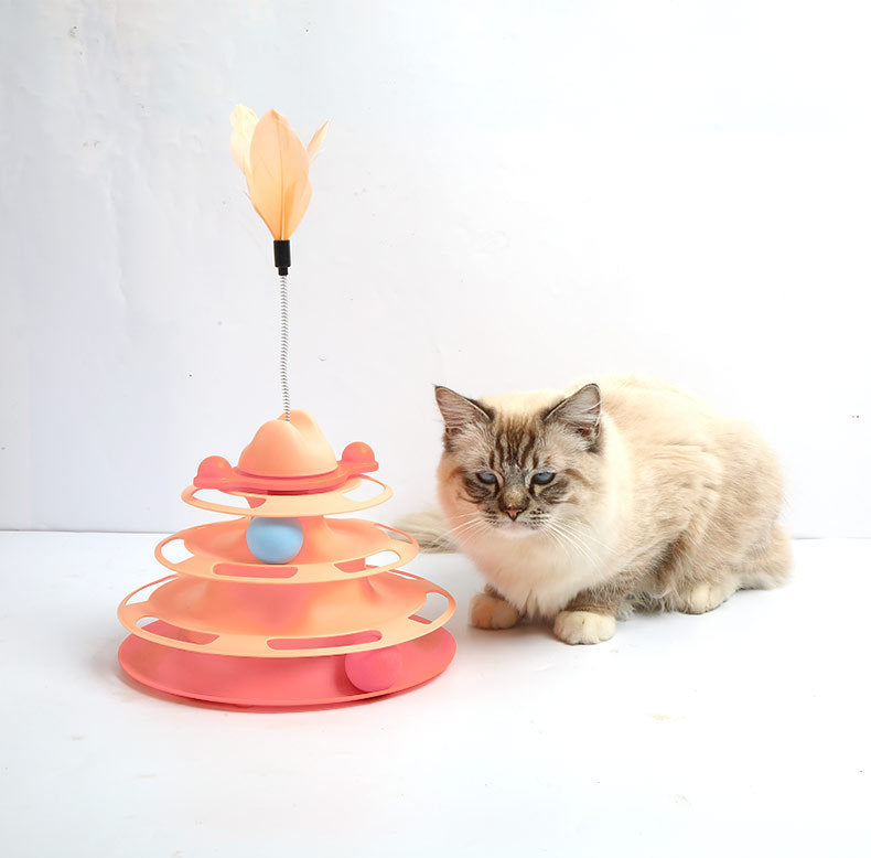 Cat Spinner Feather Teaser Toy Tower Game Pet Supplies