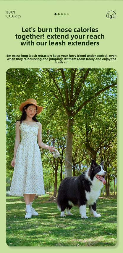 Retractable Dog Leash 16 FT Strong Nylon Rope with Anti Slip Handle Safety Lock for Medium Large Dogs and Cats Walking Running