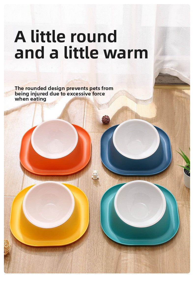 Dog Bowl Double Bowl Ceramic Dog Bowl Anti-Slip Anti-Tip Stainless Steel Pet Bowl Large Capacity Plastic Pet Food Bowl