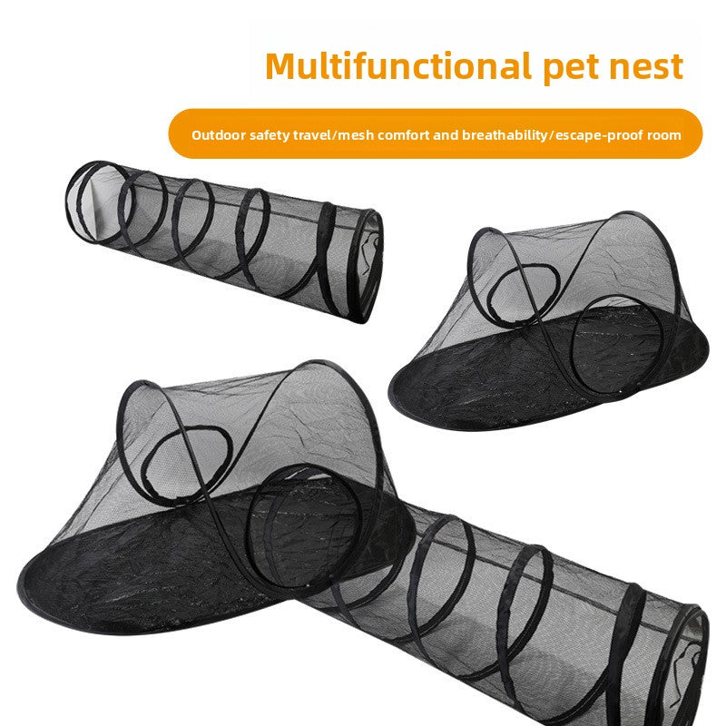 Outdoor Pet Tent Nest and Foldable Cat Toy Tunnel Set for Fun Play