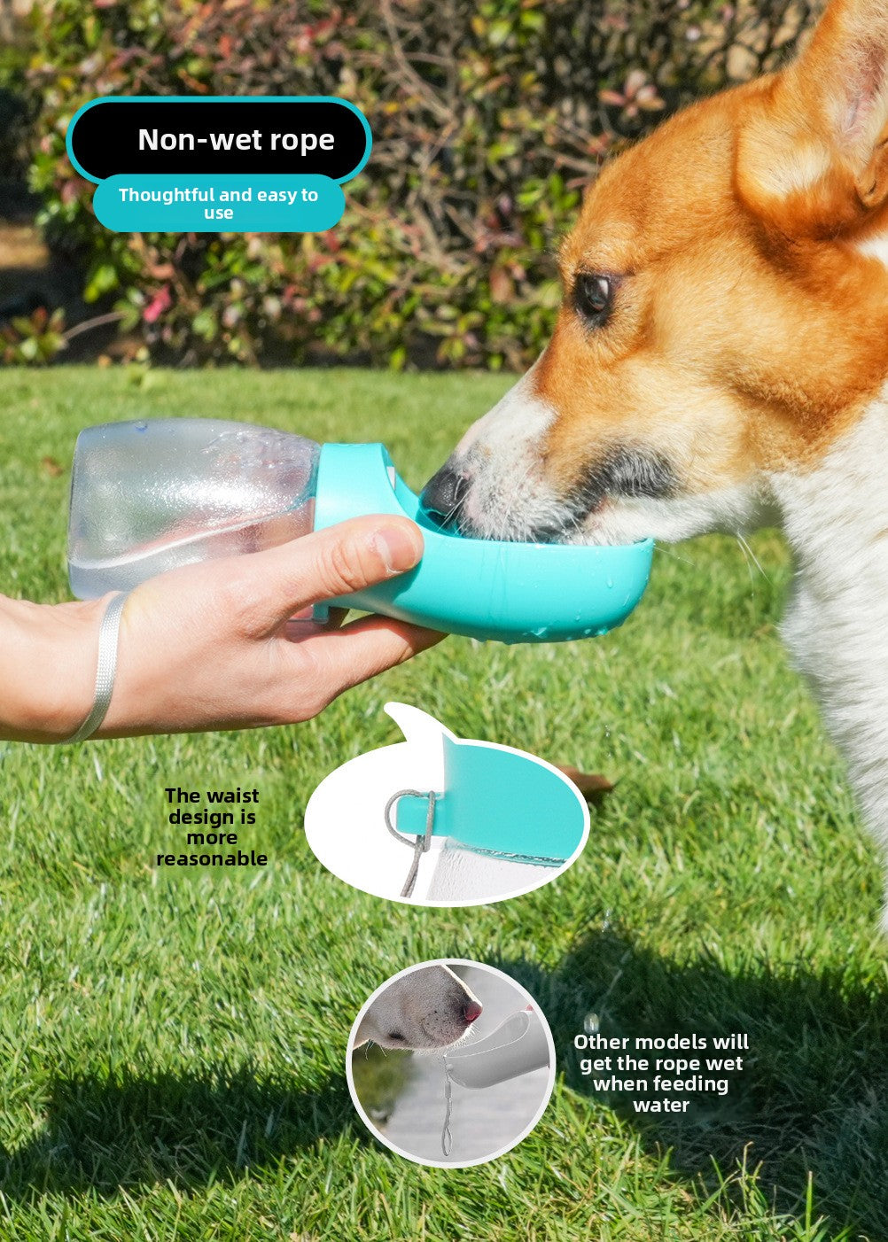 Portable Pet Water Bottle for Dogs and Cats Leak Proof Outdoor Travel Water Dispenser with Foldable Bowl