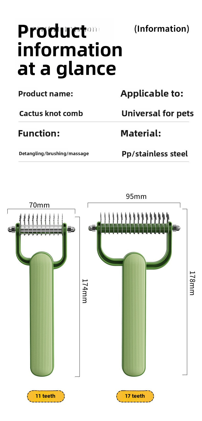New Double-Sided Thinning Pet Knot-Opening Comb for Dog Cat Wholesale