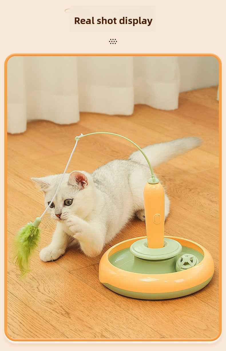 Pet Toy Electric Cat Toy Rotating Cat Teaser Wand Flying Feather Interactive Cat Toy