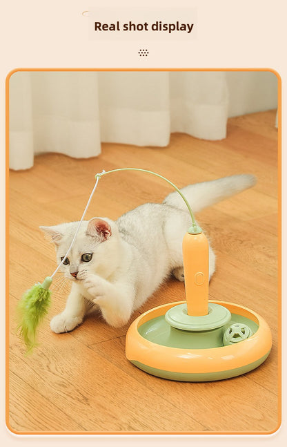 Pet Toy Electric Cat Toy Rotating Cat Teaser Wand Flying Feather Interactive Cat Toy