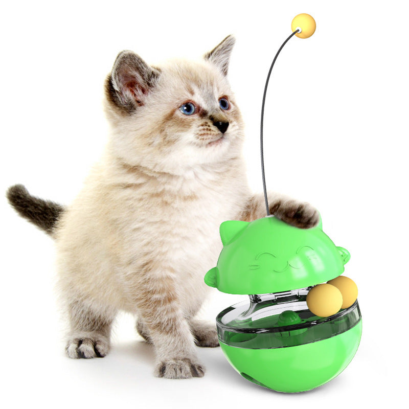 Pet Wholesale Wobble Cat Toy Feeding Ball Self-entertaining Fur Ball Cat Teaser Wand Spinner