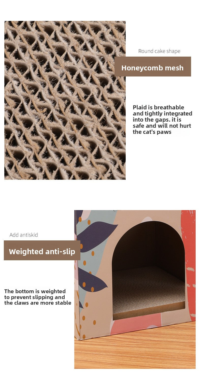 Premium Two Layer Cat Scratcher House Durable Cat Villa Non Shedding Claw Board for Indoor Cats