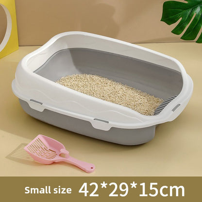 Semi-Enclosed Large Cat Litter Box Detachable Tray Plus Cat Toilet