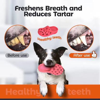 Durable Rubber Dog Chew Toy Slipper Shape for Self Entertainment Teeth Cleaning