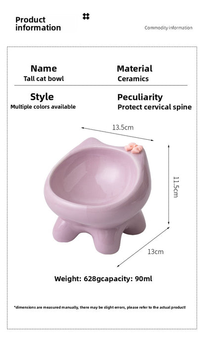 Cute Cat Bowl Ceramic Elevated Cat Food and Water Bowl Set with Non Slip Base Slow Feeder Design for Cats and Small Dogs Pet Supplies