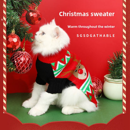 Pet Clothes Christmas Knitwear High Quality Dog Clothes Cat Clothes plus-Sized Thickened