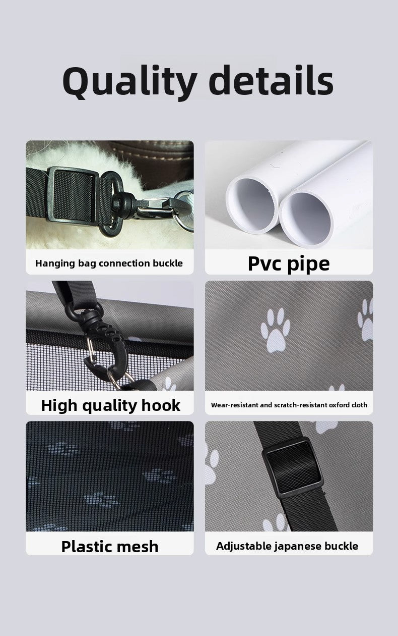 Premium Pet Car Seat Cushion Non-Slip Dog Car Hammock with Side Protection and Seat Belt Loop for Travel Safety
