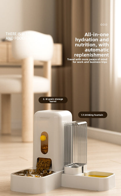 Stainless Steel Cat Bowl Dog Bowl Automatic Water Dispenser with Dry Wet Food Separation Large Capacity Pet Feeder Drinking Fountain Quiet Pump