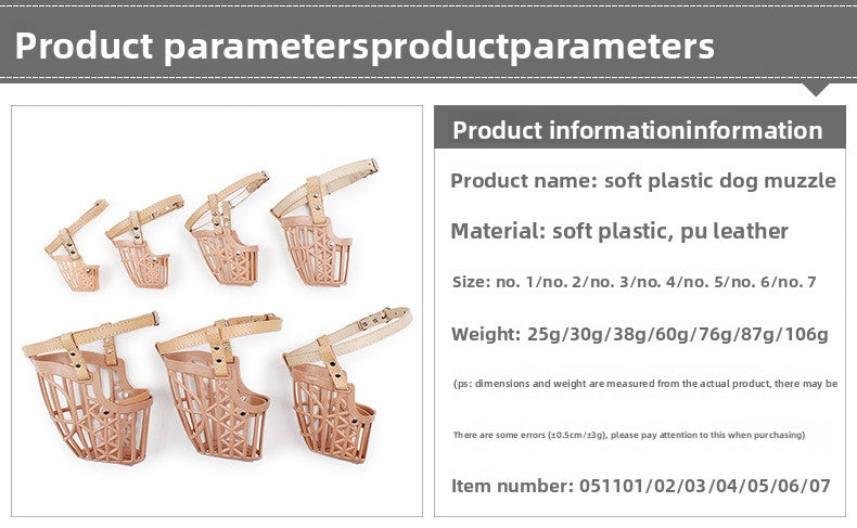 Dog Safety Mesh Mask Soft Plastic Fence Mouth Cover Wholesale