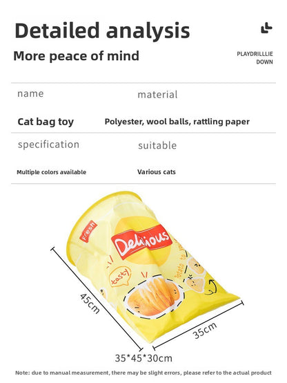 Drill Bag Cat Toy Combo Self Fun Foldable Tunnel Chew Ball Teasing Wand