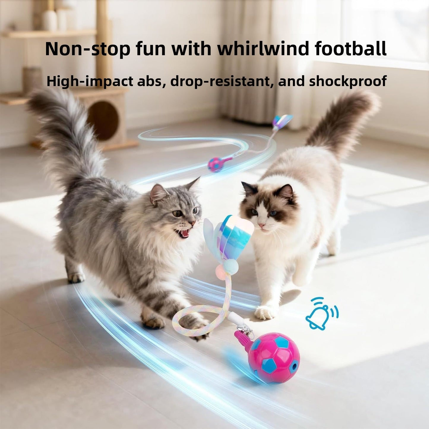 Interactive Q-Bounce Pet Ball Automatic Rolling Smart Fun with Tail Bell