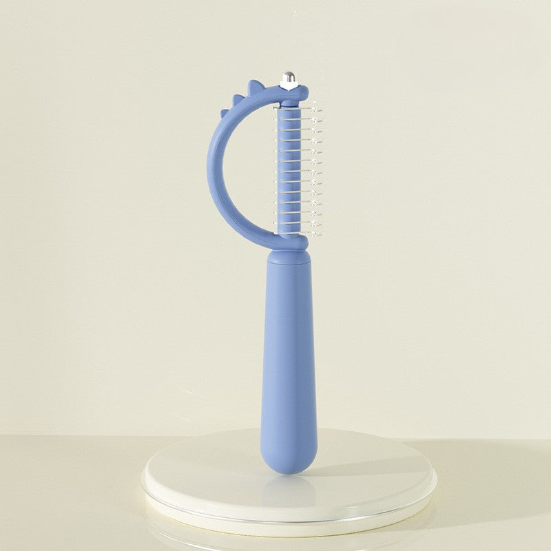Double Sided Cat Comb for Shedding Small Dinosaur Cute Design Pet Grooming Brush Massage Knot Comb Macaron Colors Long Hair Short Hair