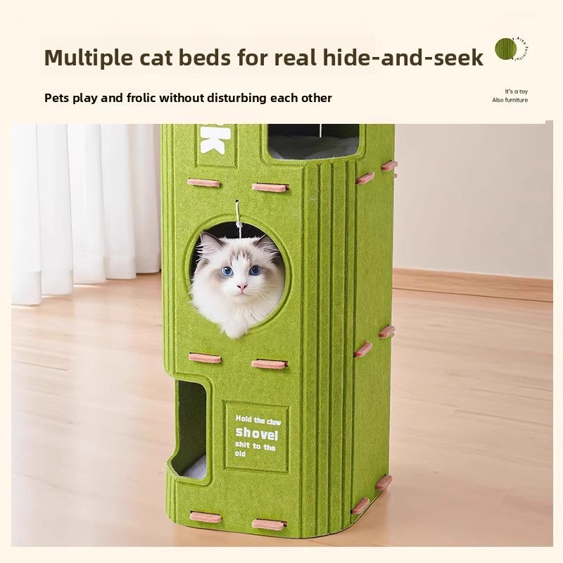 Luxury Multi-layer Pet Cat Tree All-season Design Winter Double-layer Scratching Board Enclosed Cat House